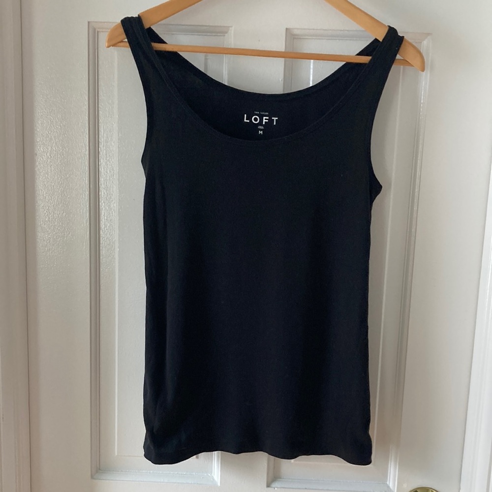 Loft Simple Black Scoop Neck Tank